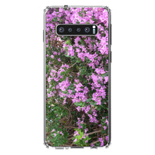 DistinctInk® Clear Shockproof Hybrid Case for Apple iPhone / Samsung Galaxy / Google Pixel - Purple Flowers Mykonos Greece