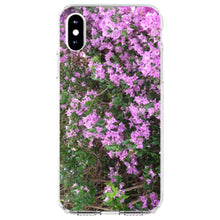 DistinctInk® Clear Shockproof Hybrid Case for Apple iPhone / Samsung Galaxy / Google Pixel - Purple Flowers Mykonos Greece