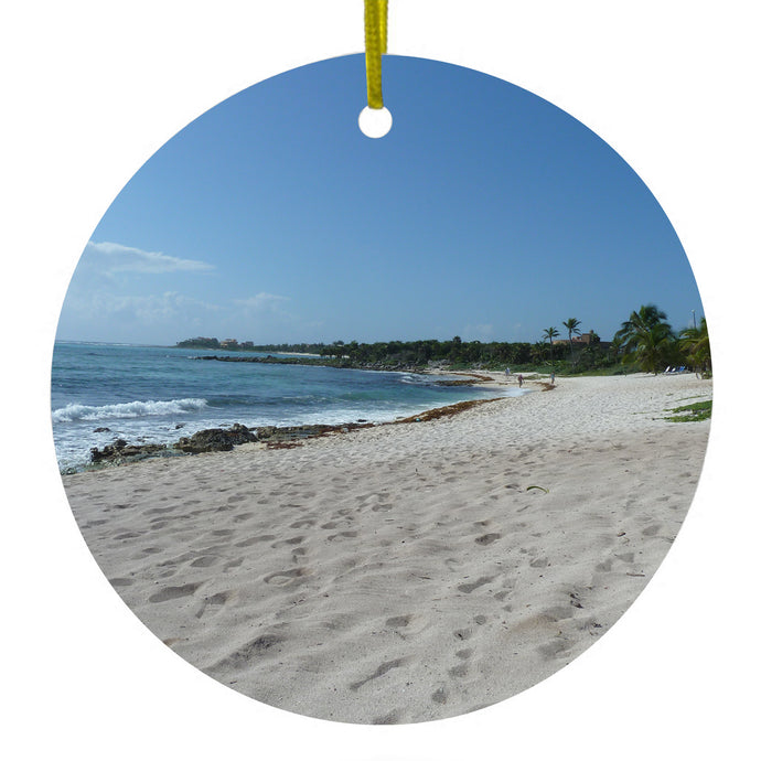 Beach Scene Akumal Mexico Ceramic Ornament