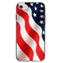 DistinctInk® Clear Shockproof Hybrid Case for Apple iPhone / Samsung Galaxy / Google Pixel - Red White Blue United States Flag USA