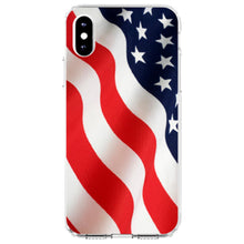 DistinctInk® Clear Shockproof Hybrid Case for Apple iPhone / Samsung Galaxy / Google Pixel - Red White Blue United States Flag USA