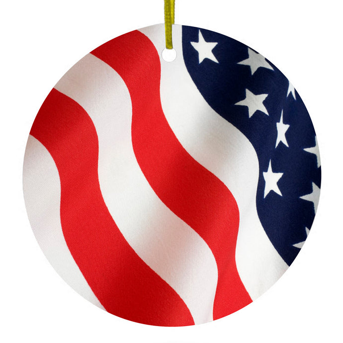 Red White Blue United States Flag USA Ceramic Ornament