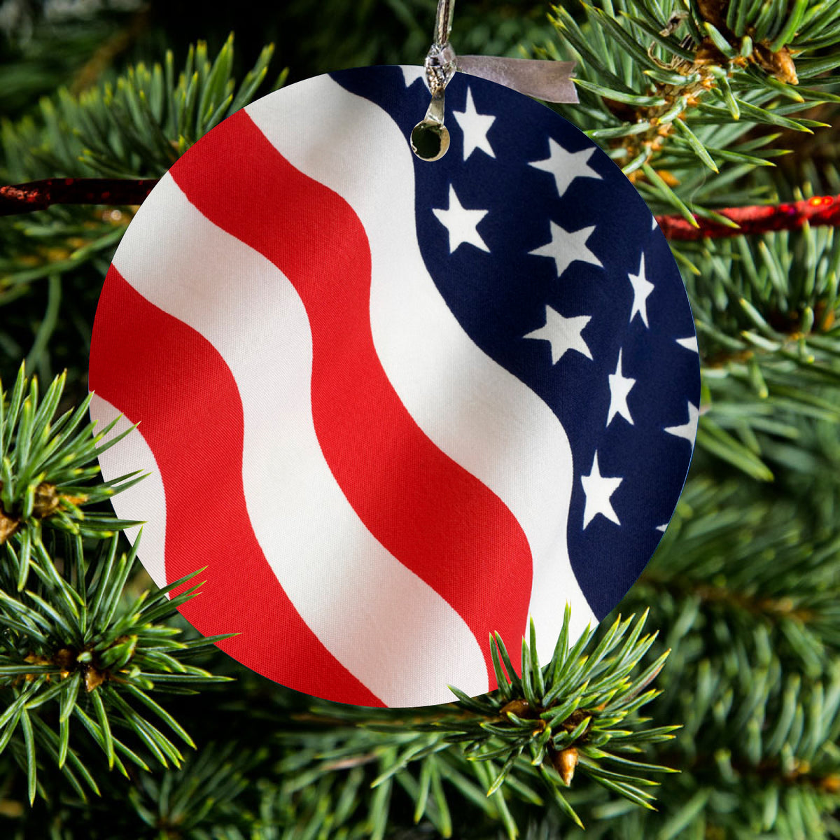 Red White Blue United States Flag USA Ceramic Ornament, view 2