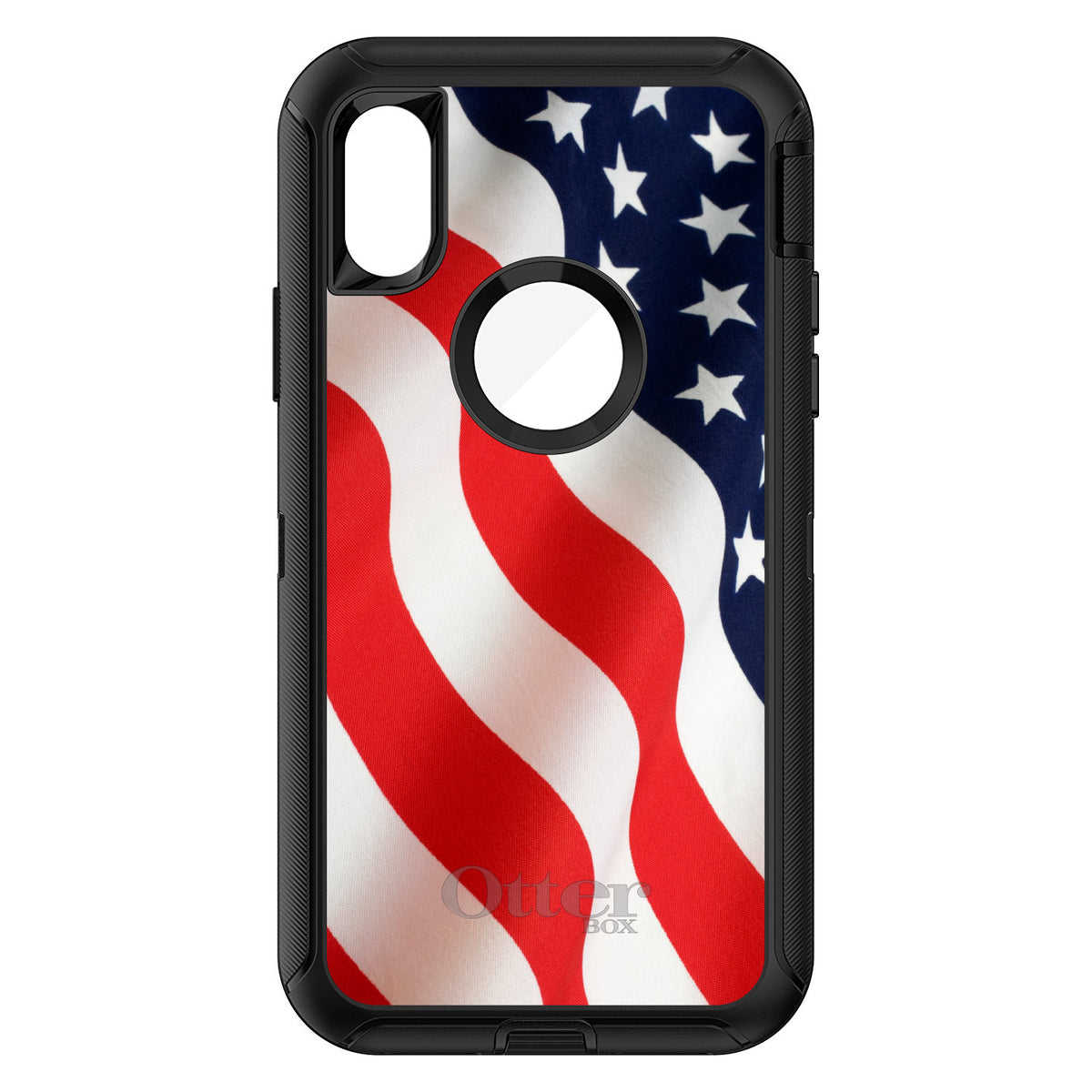 Red White Blue United States Flag USA OtterBox Defender Case for iPhone & Galaxy, view 3