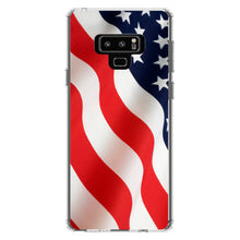 DistinctInk® Clear Shockproof Hybrid Case for Apple iPhone / Samsung Galaxy / Google Pixel - Red White Blue United States Flag USA