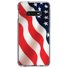 DistinctInk® Clear Shockproof Hybrid Case for Apple iPhone / Samsung Galaxy / Google Pixel - Red White Blue United States Flag USA