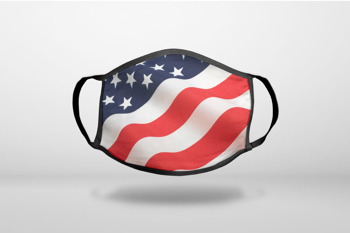 Red White Blue United States Flag USA - 3-Ply Reusable Soft Face Mask Covering, Unisex, Cotton Inner Layer