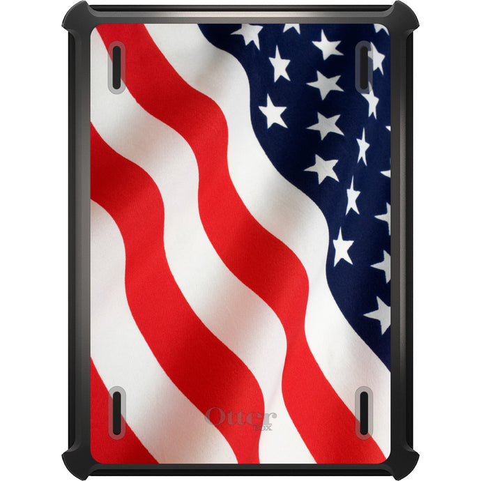 DistinctInk™ OtterBox Defender Series Case for Apple iPad / iPad Pro / iPad Air / iPad Mini - Red White Blue United States Flag USA