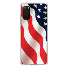 DistinctInk® Clear Shockproof Hybrid Case for Apple iPhone / Samsung Galaxy / Google Pixel - Red White Blue United States Flag USA