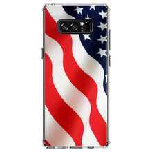 DistinctInk® Clear Shockproof Hybrid Case for Apple iPhone / Samsung Galaxy / Google Pixel - Red White Blue United States Flag USA