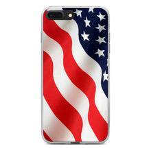 DistinctInk® Clear Shockproof Hybrid Case for Apple iPhone / Samsung Galaxy / Google Pixel - Red White Blue United States Flag USA