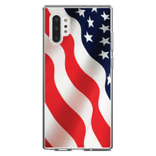 DistinctInk® Clear Shockproof Hybrid Case for Apple iPhone / Samsung Galaxy / Google Pixel - Red White Blue United States Flag USA