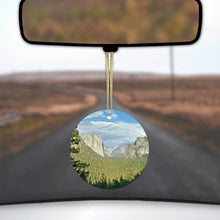DistinctInk® Hanging Ceramic Christmas Tree Ornament with Gold String - Great Gift / Present - 2 3/4 inch Diameter - Yosemite Tunnel View