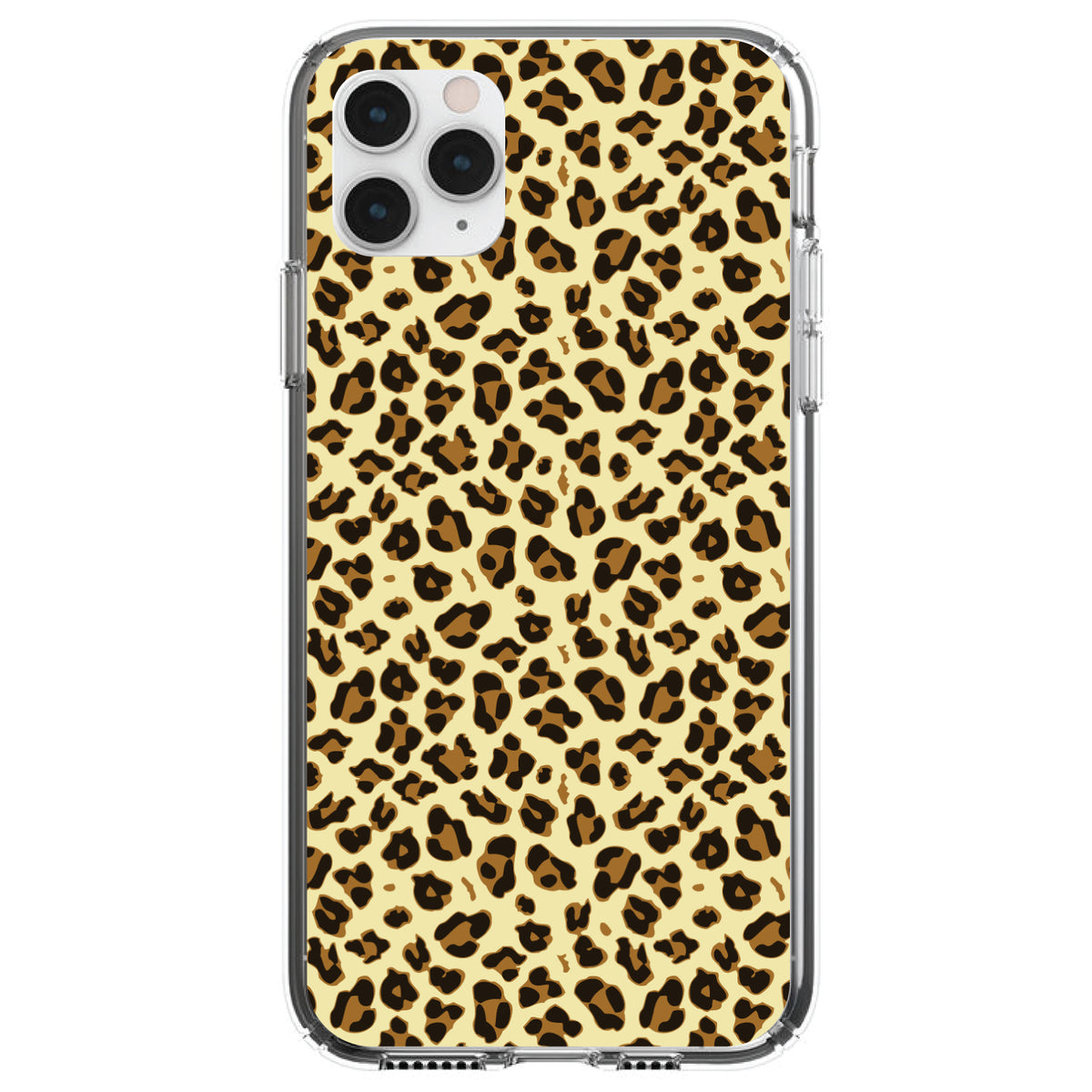 Black Beige Tan Leopard Skin Spots Clear Shockproof iPhone Case