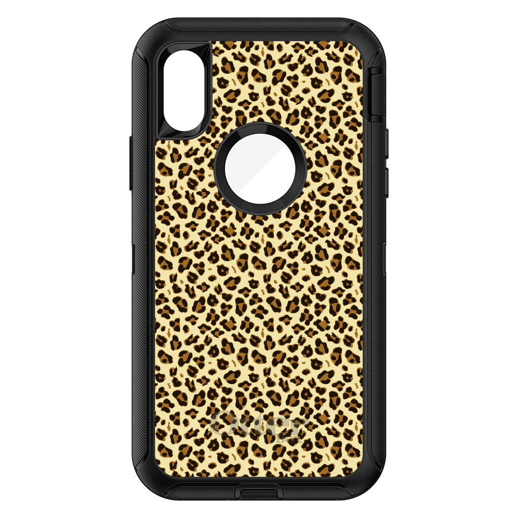 Black Beige Tan Leopard Skin Spots OtterBox Defender Case for iPhone & Galaxy, view 3