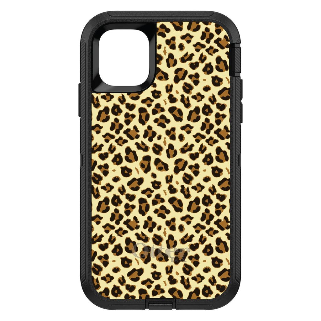 Black Beige Tan Leopard Skin Spots OtterBox Defender Case for iPhone & Galaxy, view 2