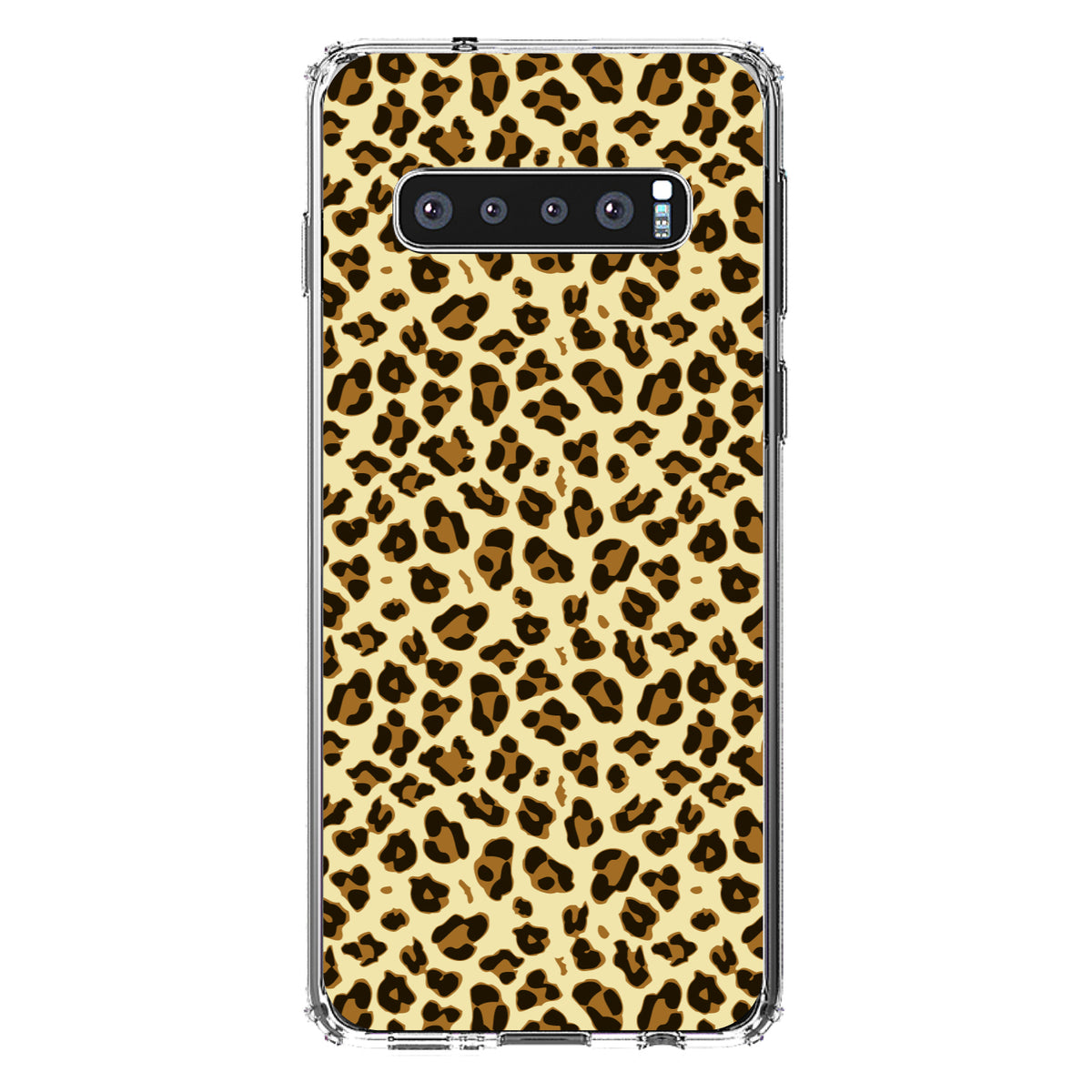 Black Beige Tan Leopard Skin Spots Clear Shockproof iPhone Case, view 17