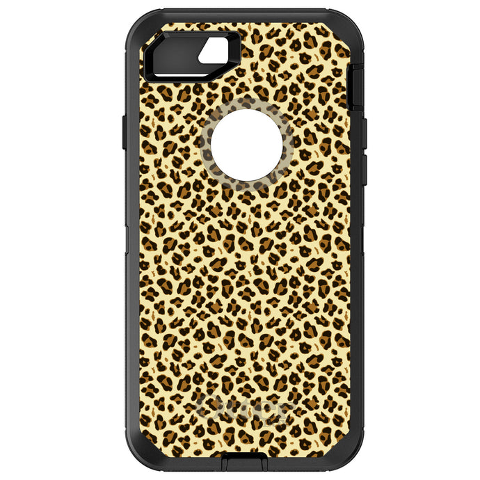DistinctInk™ OtterBox Defender Series Case for Apple iPhone / Samsung Galaxy / Google Pixel - Black Beige Tan Leopard Skin Spots