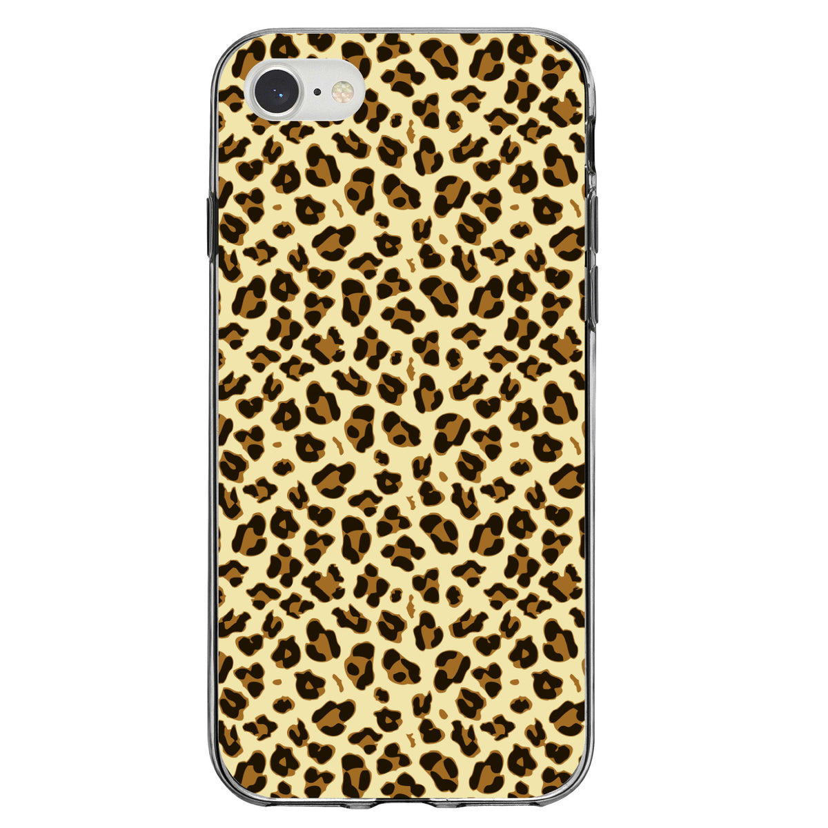 Black Beige Tan Leopard Skin Spots Clear Shockproof iPhone Case, view 5