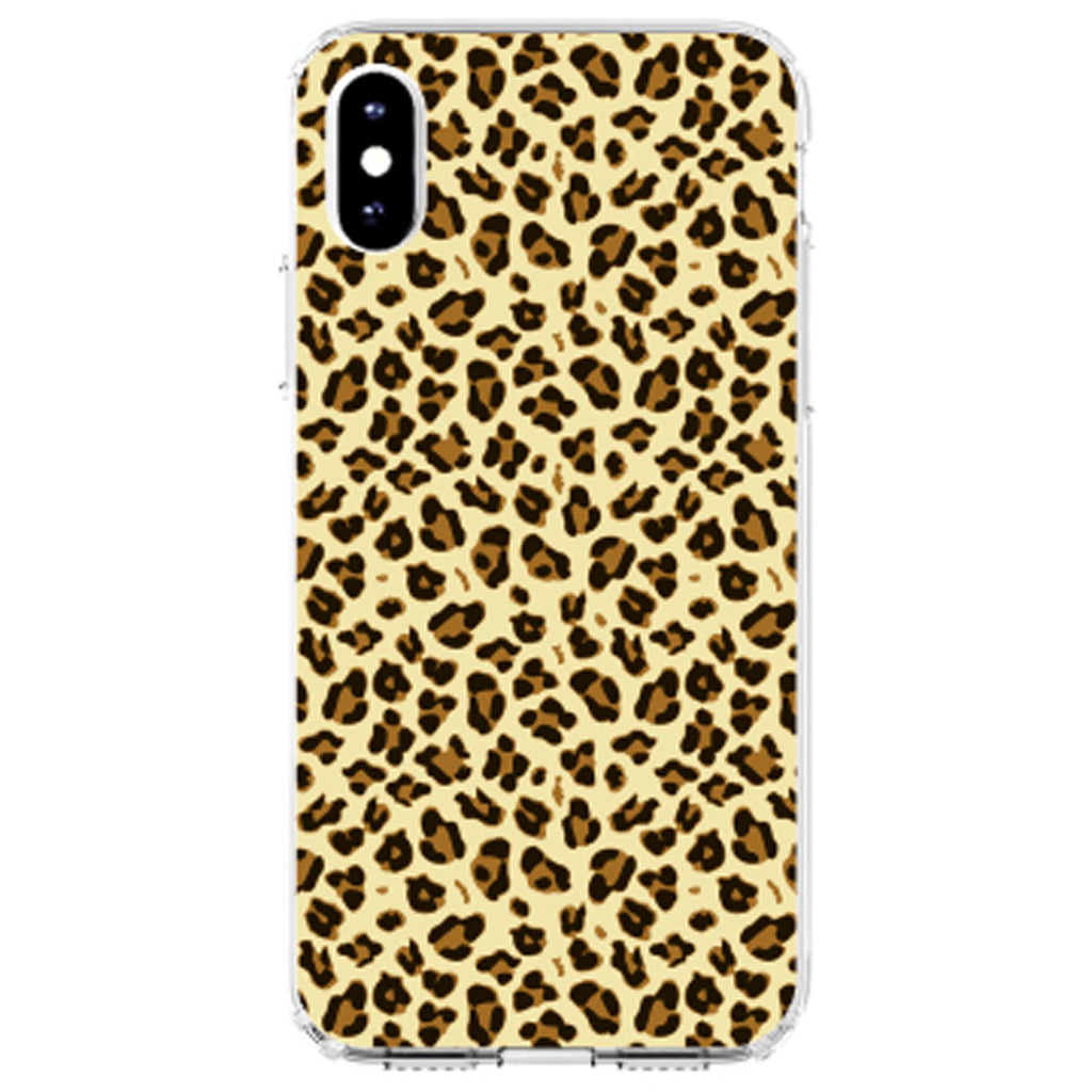 Black Beige Tan Leopard Skin Spots Clear Shockproof iPhone Case, view 3