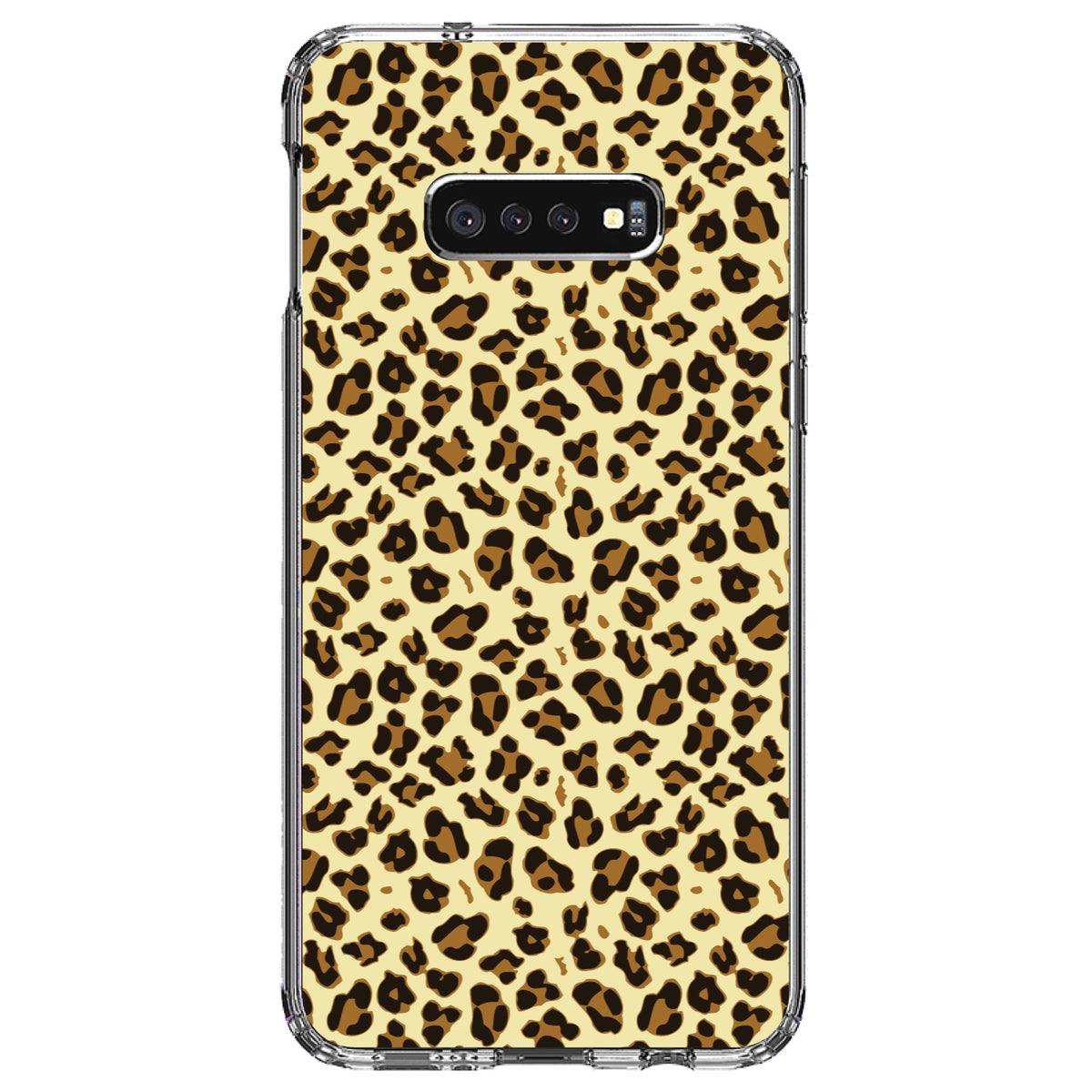 Black Beige Tan Leopard Skin Spots Clear Shockproof iPhone Case, view 18