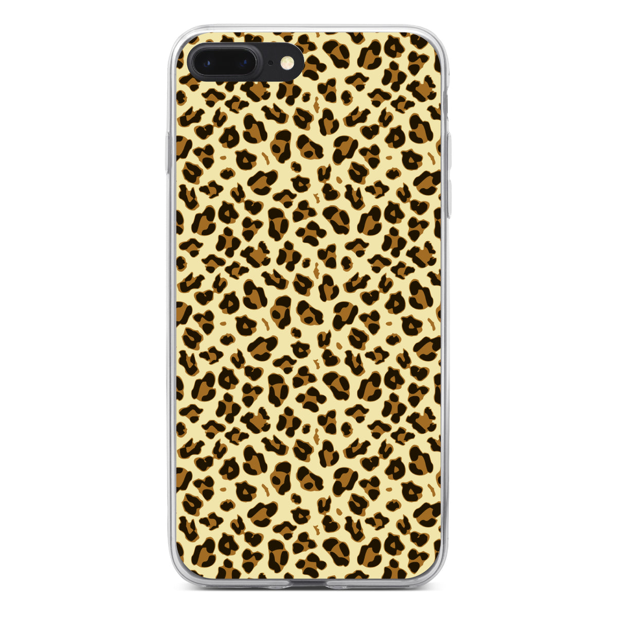 Black Beige Tan Leopard Skin Spots Clear Shockproof iPhone Case, view 6