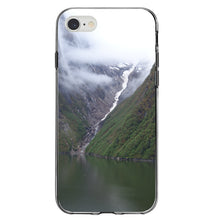DistinctInk® Clear Shockproof Hybrid Case for Apple iPhone / Samsung Galaxy / Google Pixel - Tracy Arm Fjord Waterfall