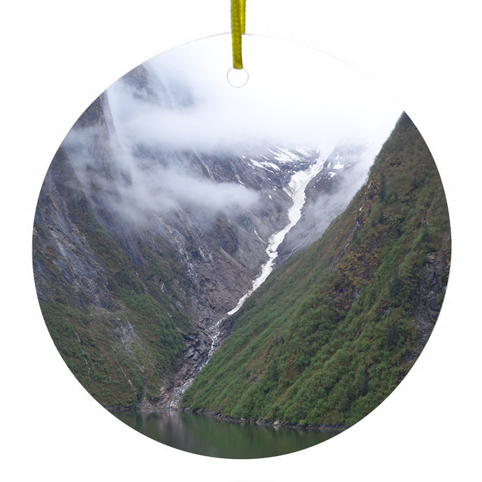 Tracy Arm Fjord Waterfall Ceramic Ornament