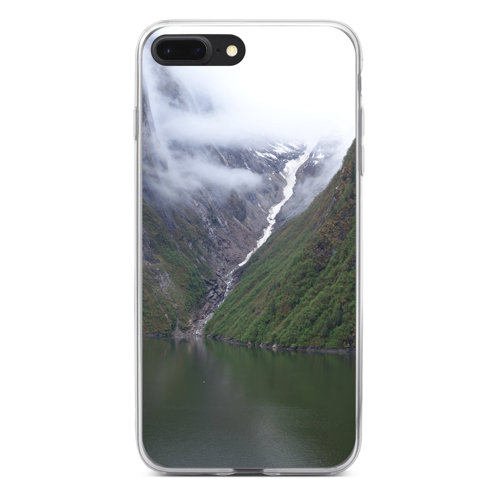 Tracy Arm Fjord Waterfall Clear Shockproof iPhone Case, view 6