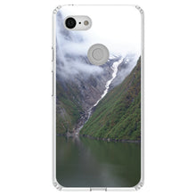 DistinctInk® Clear Shockproof Hybrid Case for Apple iPhone / Samsung Galaxy / Google Pixel - Tracy Arm Fjord Waterfall