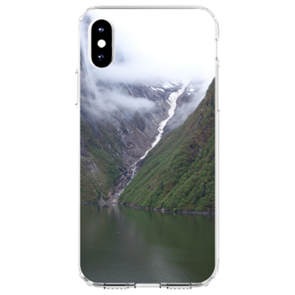 Tracy Arm Fjord Waterfall Clear Shockproof iPhone Case, view 3