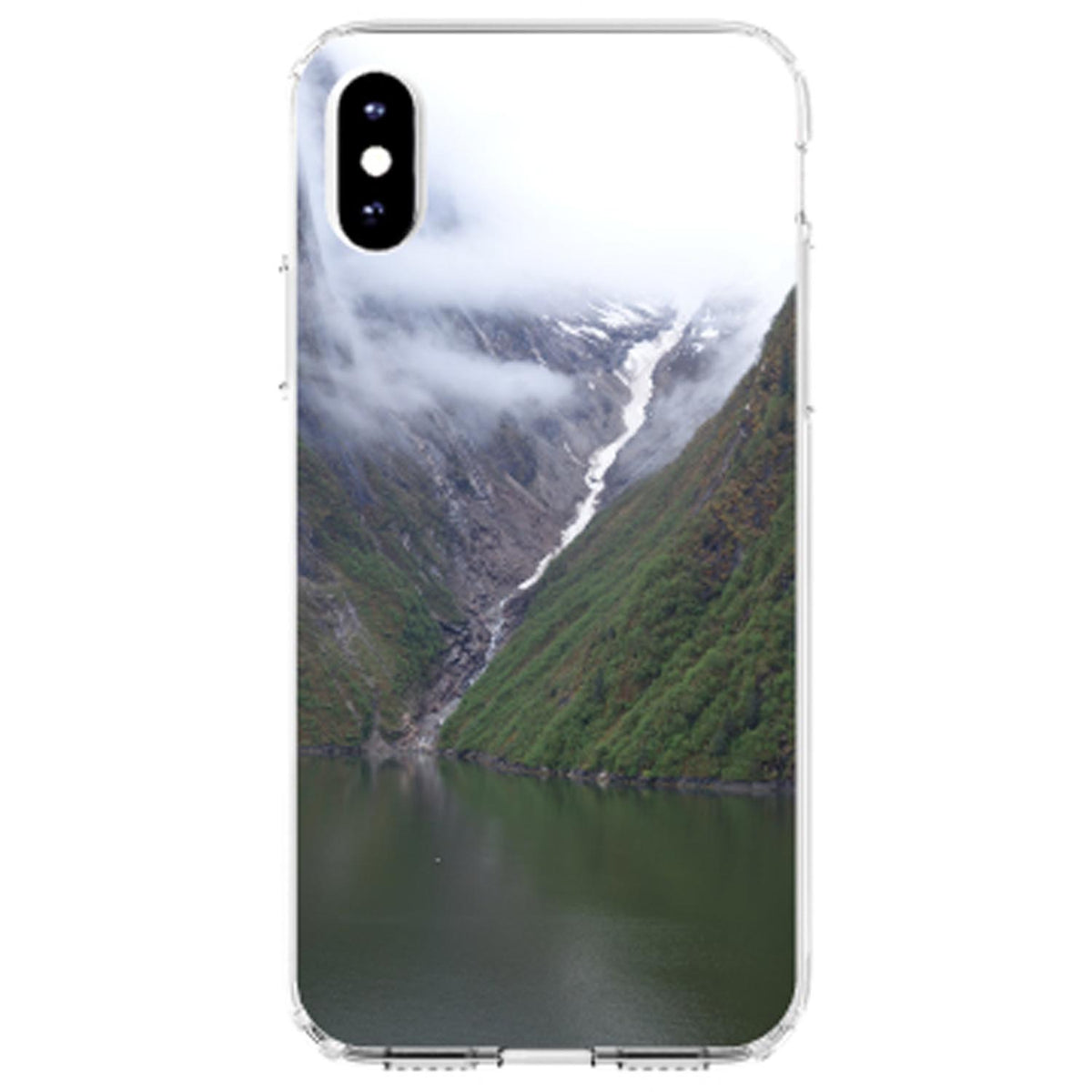 Tracy Arm Fjord Waterfall Clear Shockproof iPhone Case, view 3