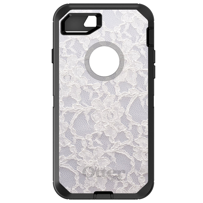 DistinctInk™ OtterBox Defender Series Case for Apple iPhone / Samsung Galaxy / Google Pixel - White Lace Wedding
