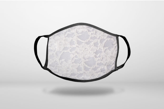 White Lace Wedding - 3-Ply Reusable Soft Face Mask Covering, Unisex, Cotton Inner Layer