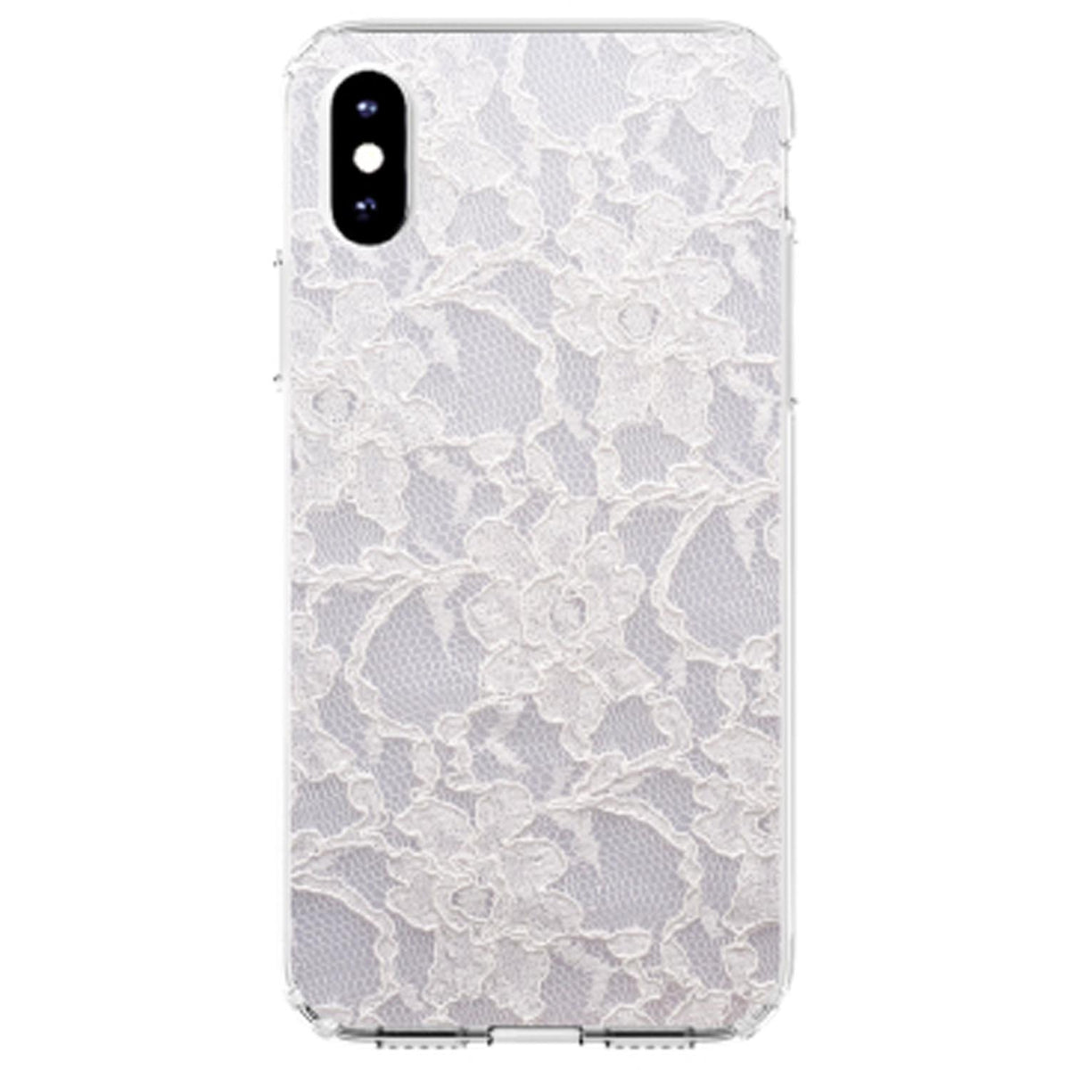 White Lace Wedding Clear Shockproof iPhone Case, view 3