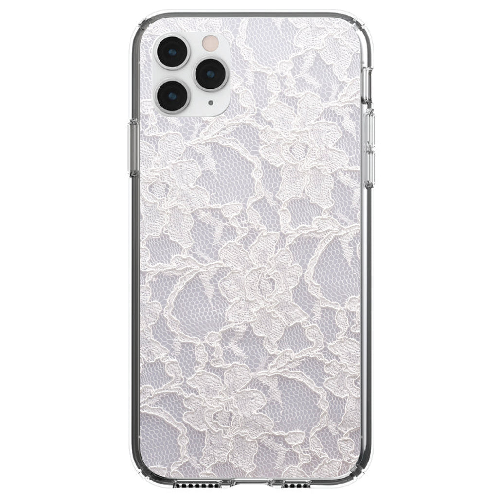 White Lace Wedding Clear Shockproof iPhone Case