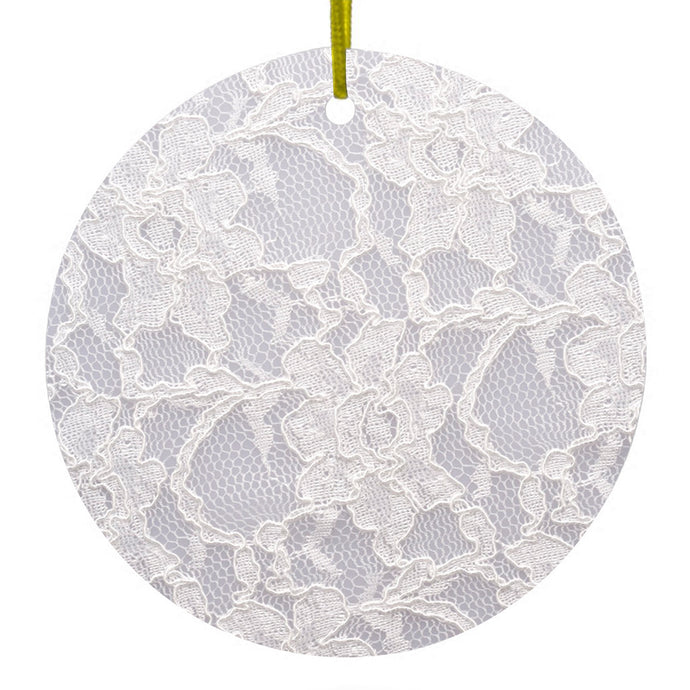 White Lace Wedding Ceramic Ornament