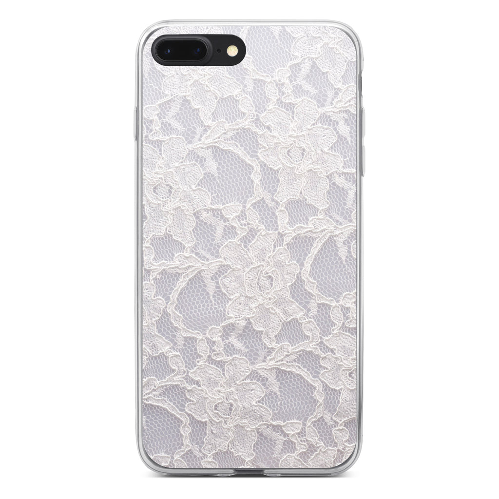 White Lace Wedding Clear Shockproof iPhone Case, view 6