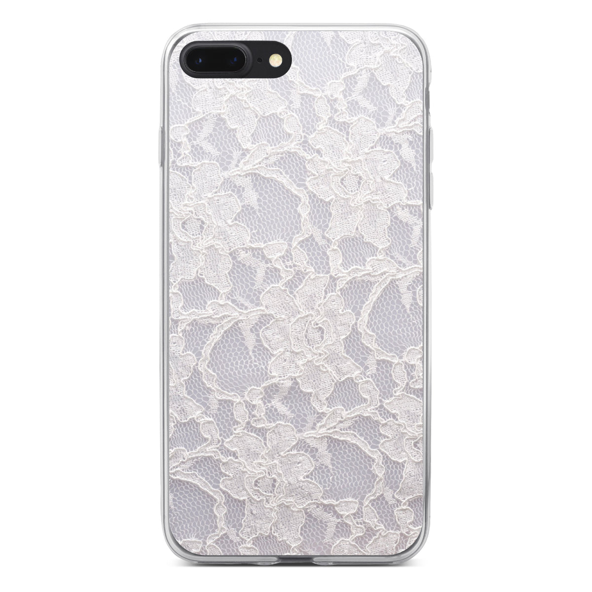 White Lace Wedding Clear Shockproof iPhone Case, view 6