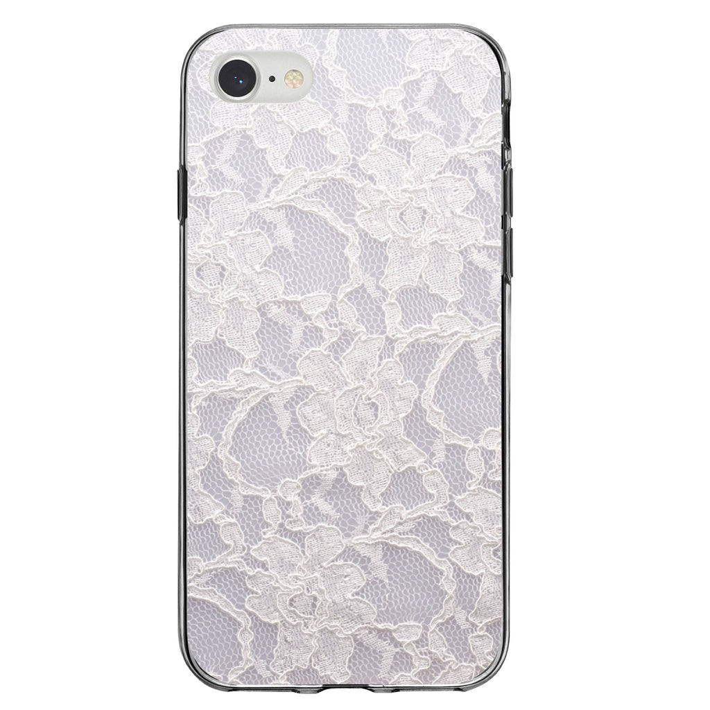 White Lace Wedding Clear Shockproof iPhone Case, view 5
