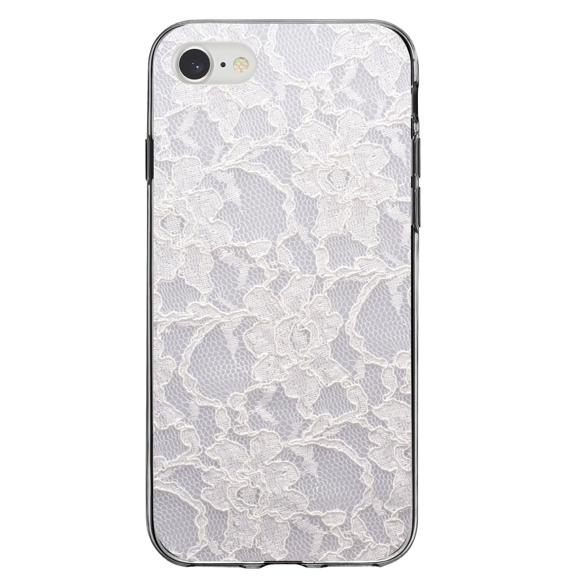 White Lace Wedding Clear Shockproof iPhone Case, view 5