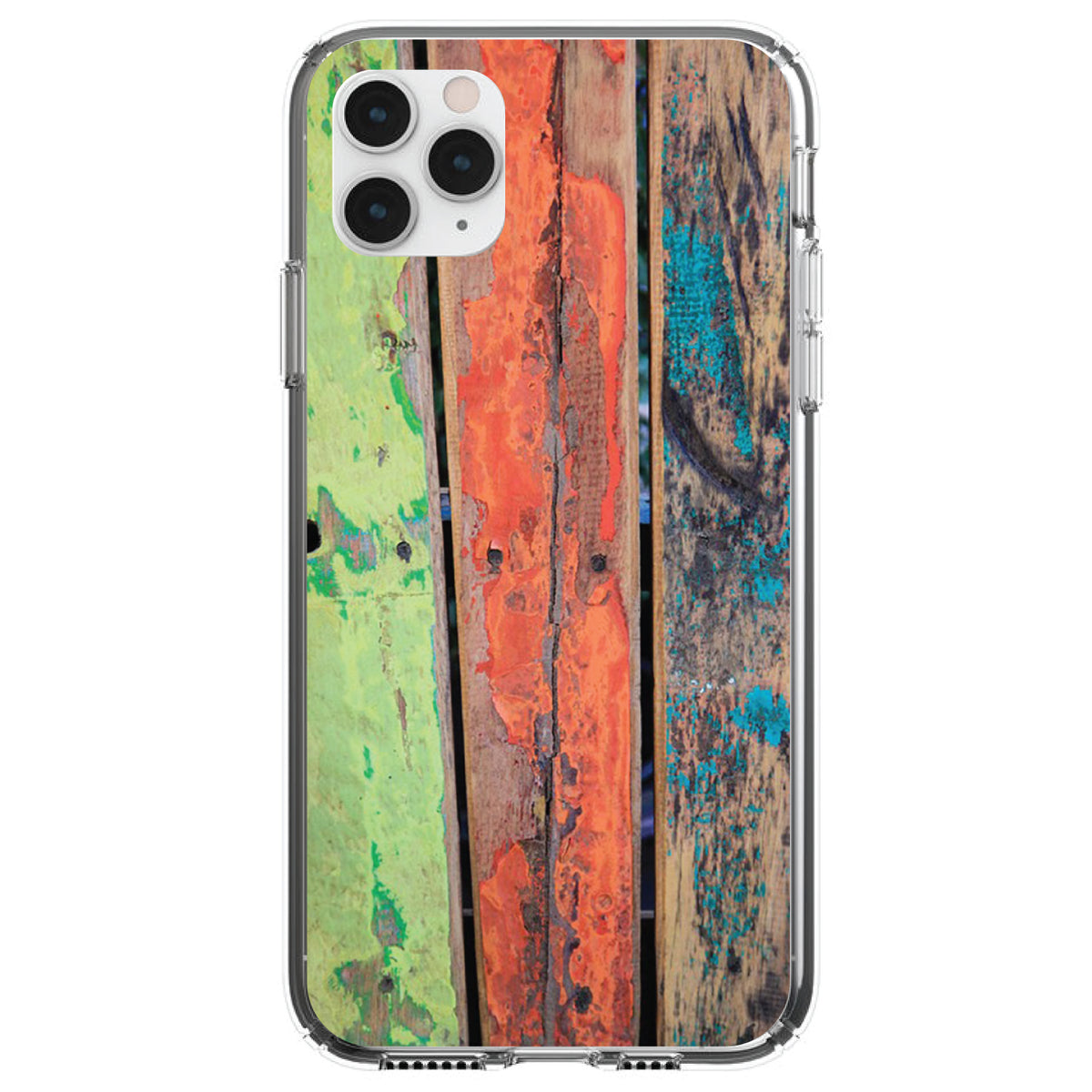 Rough Painted Wood Print Clear Shockproof iPhone Case