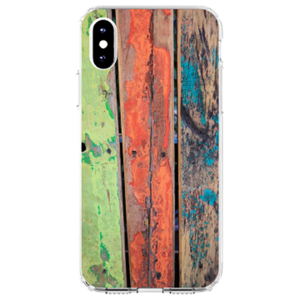 Rough Painted Wood Print Clear Shockproof iPhone Case, view 2