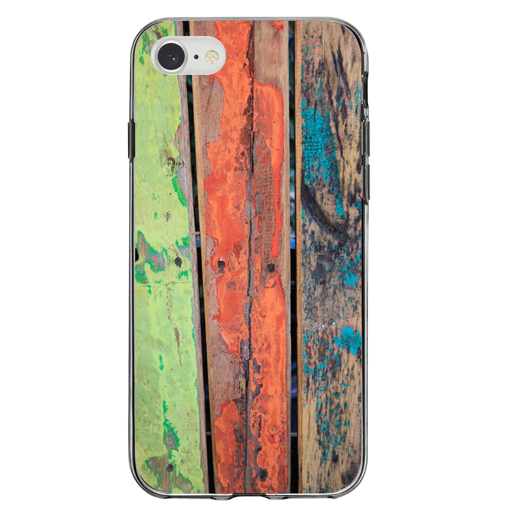 Rough Painted Wood Print Clear Shockproof iPhone Case, view 5