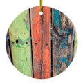 Rough Painted Wood Print Ceramic Ornament