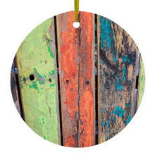 Rough Painted Wood Print Ceramic Ornament