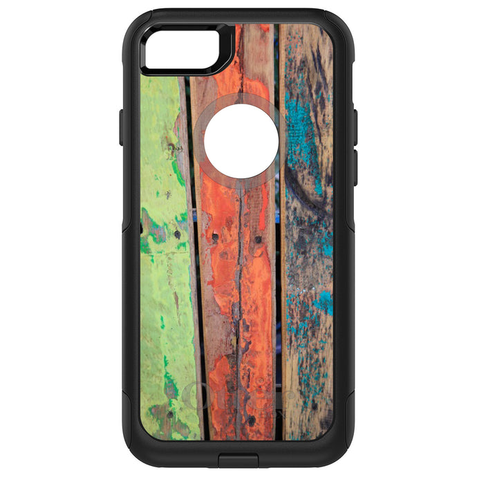 DistinctInk OtterBox Commuter Series Case for Apple iPhone or Samsung Galaxy - Rough Painted Wood
