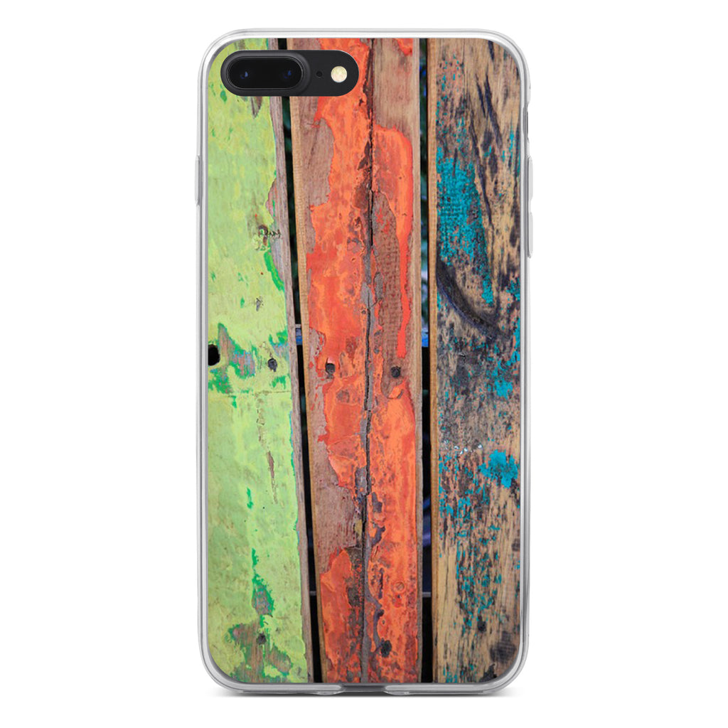 Rough Painted Wood Print Clear Shockproof iPhone Case, view 6