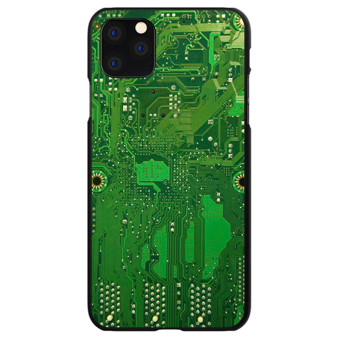 DistinctInk® Hard Plastic Snap-On Case for Apple iPhone or Samsung Galaxy - Green Circuit Board
