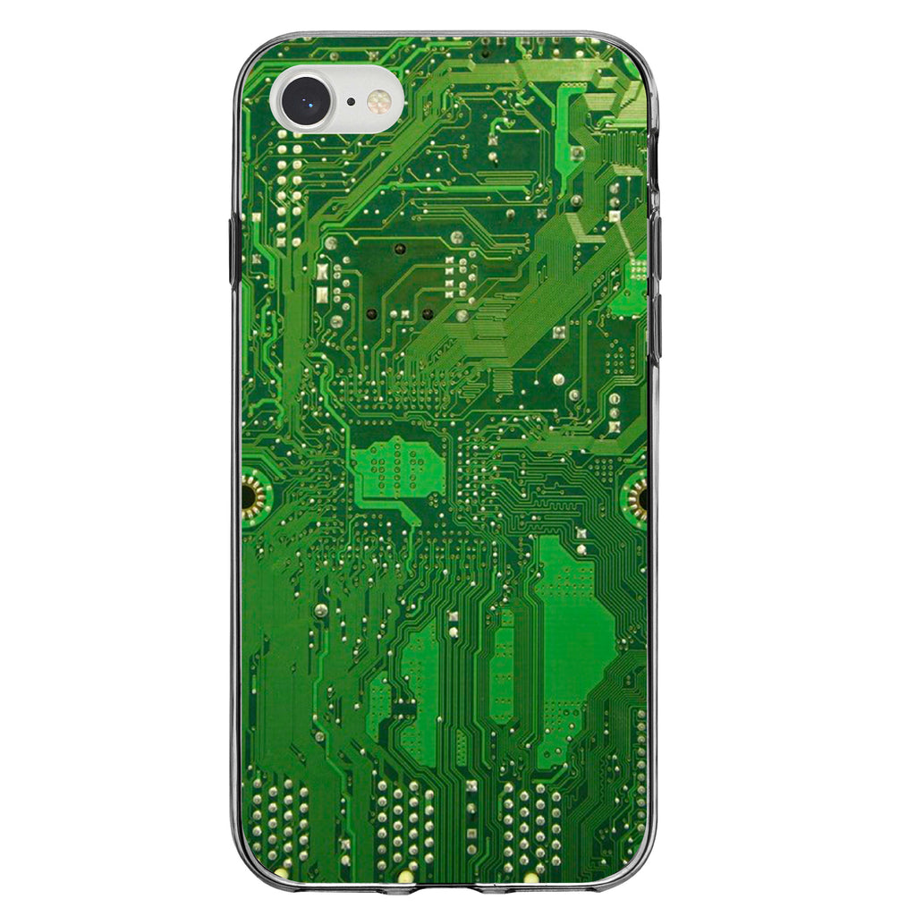 Green Circuit Board Image Clear Shockproof iPhone Case, view 5